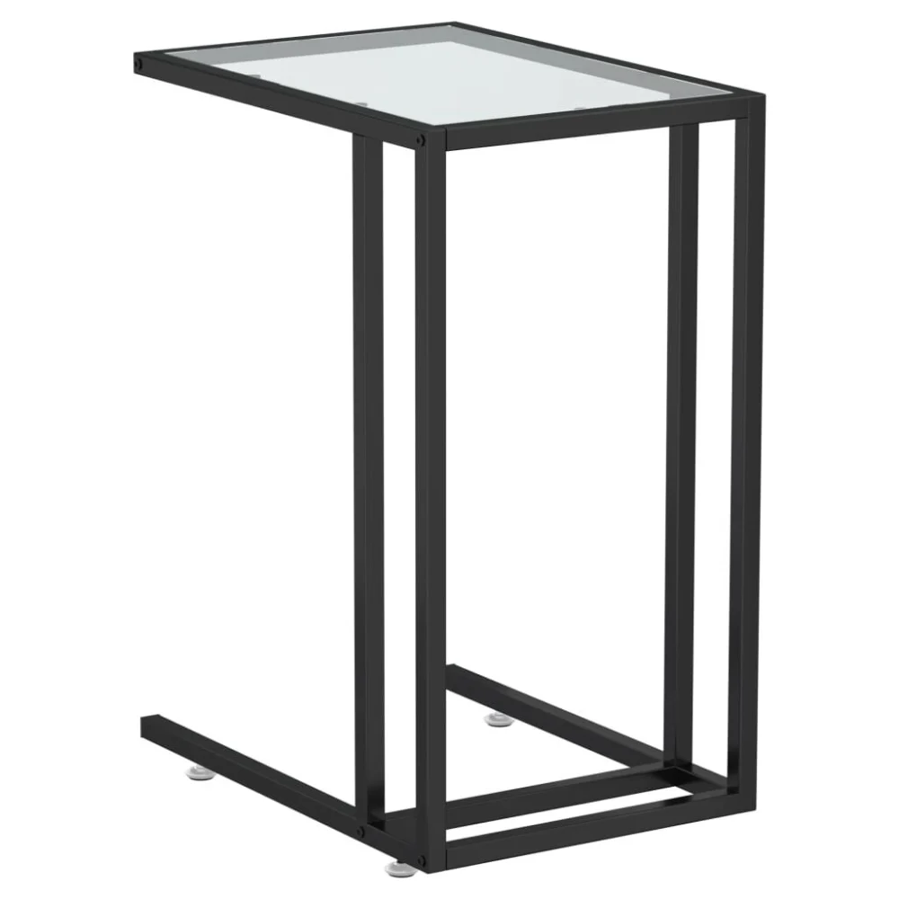 19.7 Inch Transparent Computer Side Table Tempered Glass Modern Desk 13.8x25.6 Inches