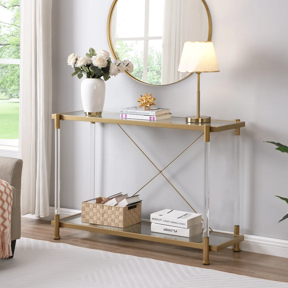 43.31 Inch Precious Metal Crystal Sofa Table Acrylic Side Table Console Table