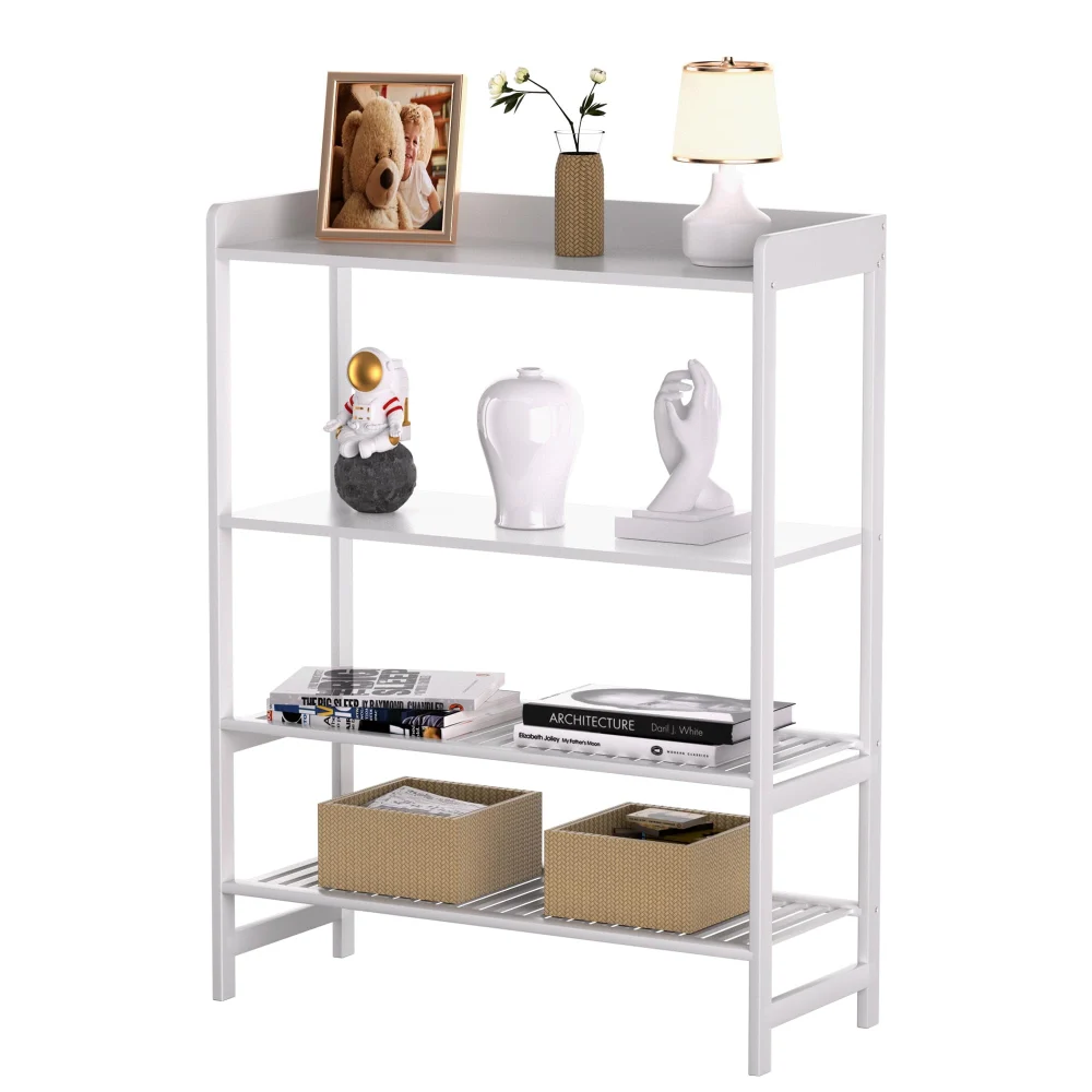 Bamboo Console Table 4-Tier Narrow Side Table with Open Shelves for Entryway Hallway Kitchen Living Room