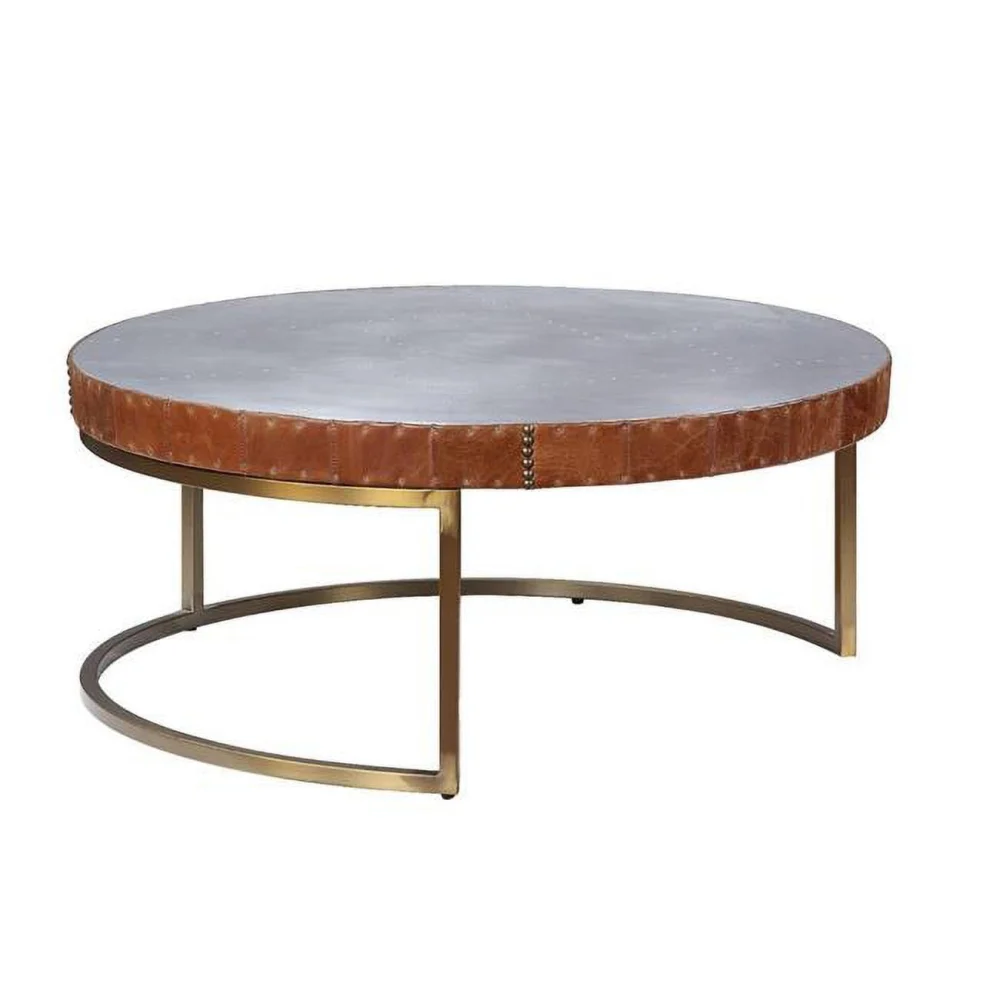36 Inch Silver Cocoa Aluminum Round Coffee Table - Contemporary Metal Design