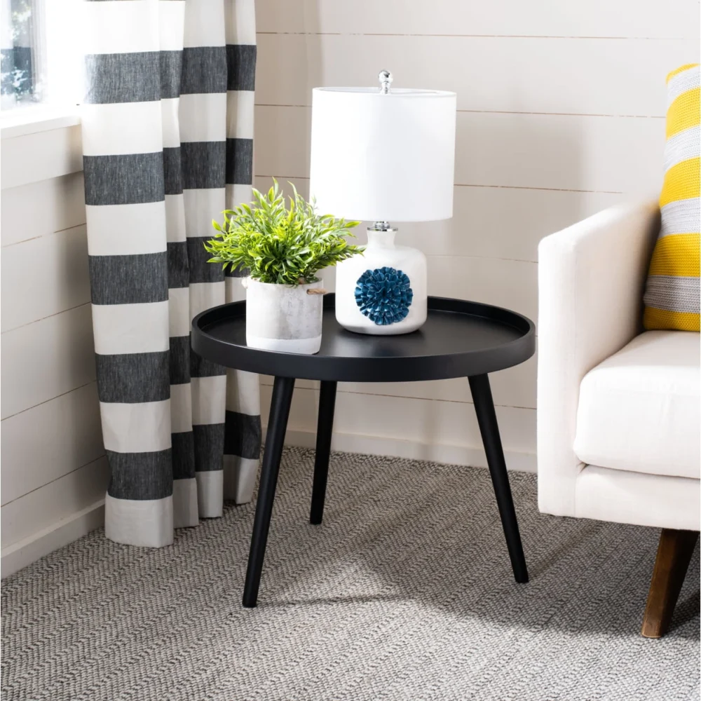 Safavieh Fritz Modern Round Tray Top Black Side Table