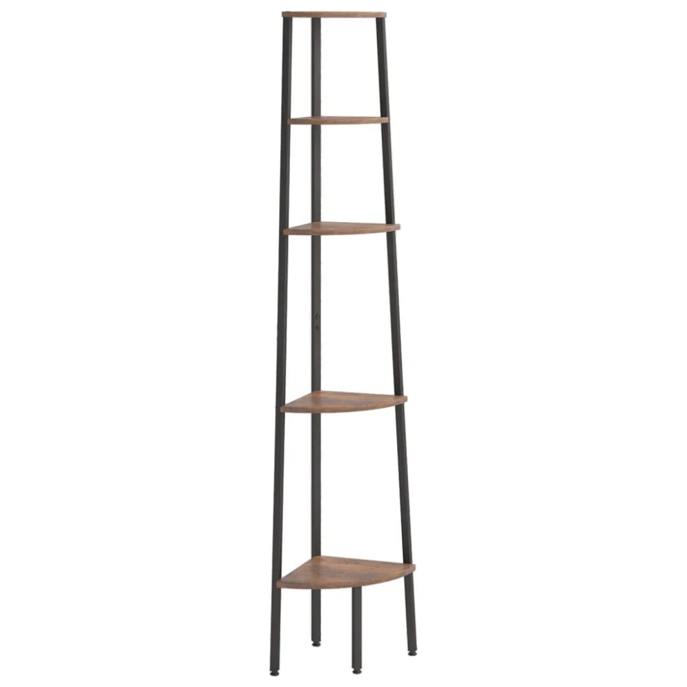 5-Tier Corner Shelf Dark Brown and Black 17.9x12.4x70.9 Inches Storage Unit