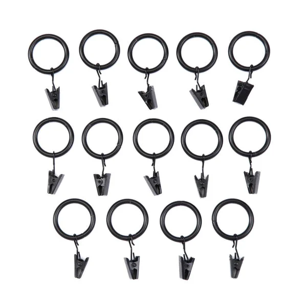 Kenney KN75000 Black Curtain Clip Rings 14-Pack