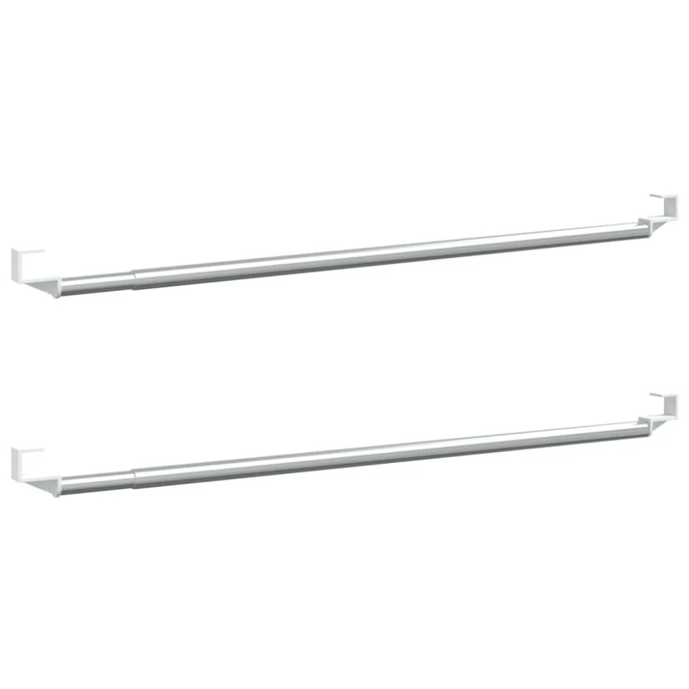 2 Pack White and Silver Curtain Rails 23.6-41.3 Inch Adjustable Aluminum