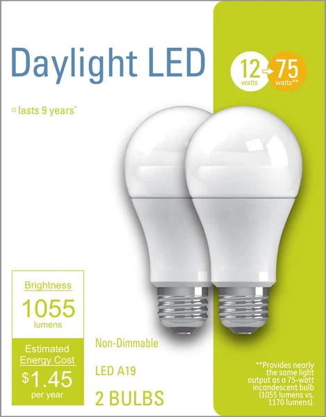 GE 32591 Daylight LED Light Bulbs 12 Watts Bright White Energy Efficient