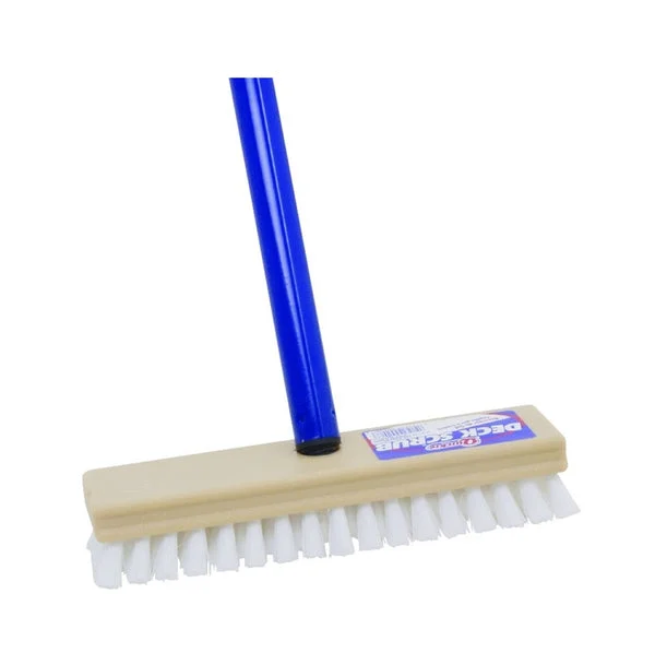 Quickie 208 Poly Block Deck Scrub with Steel Handle - 9" Cleaning Brush