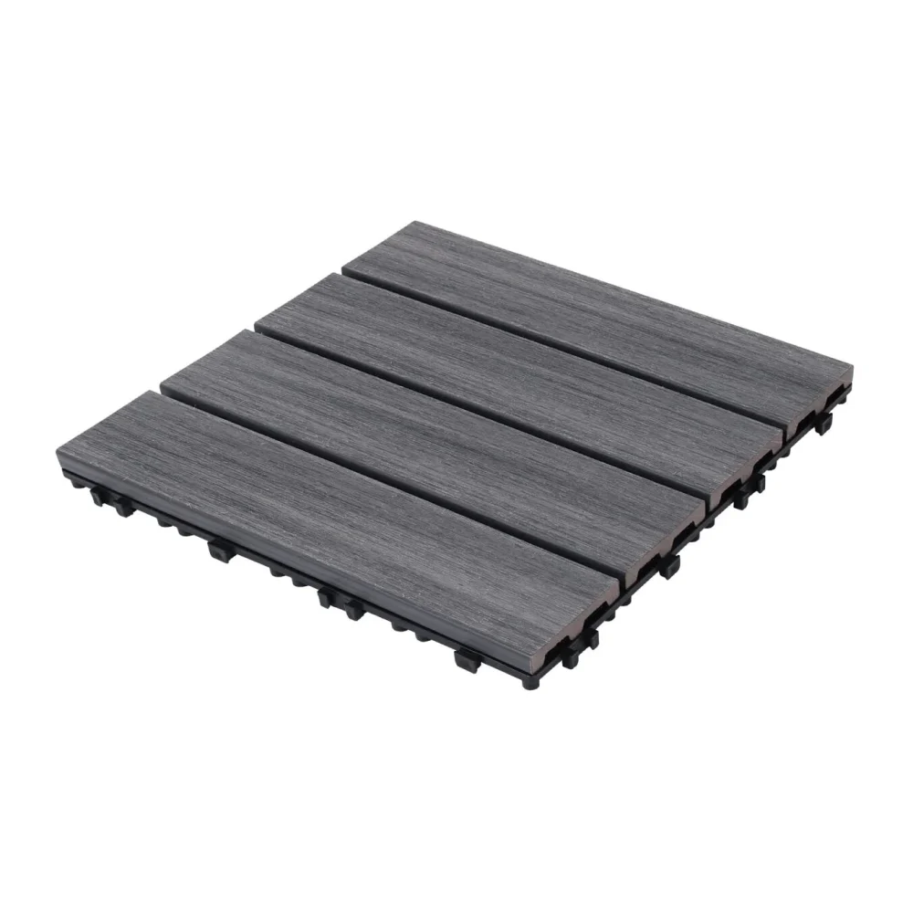 Pack of 22 WPC Timber Polymer Carbon Fiber Patio Deck Tiles