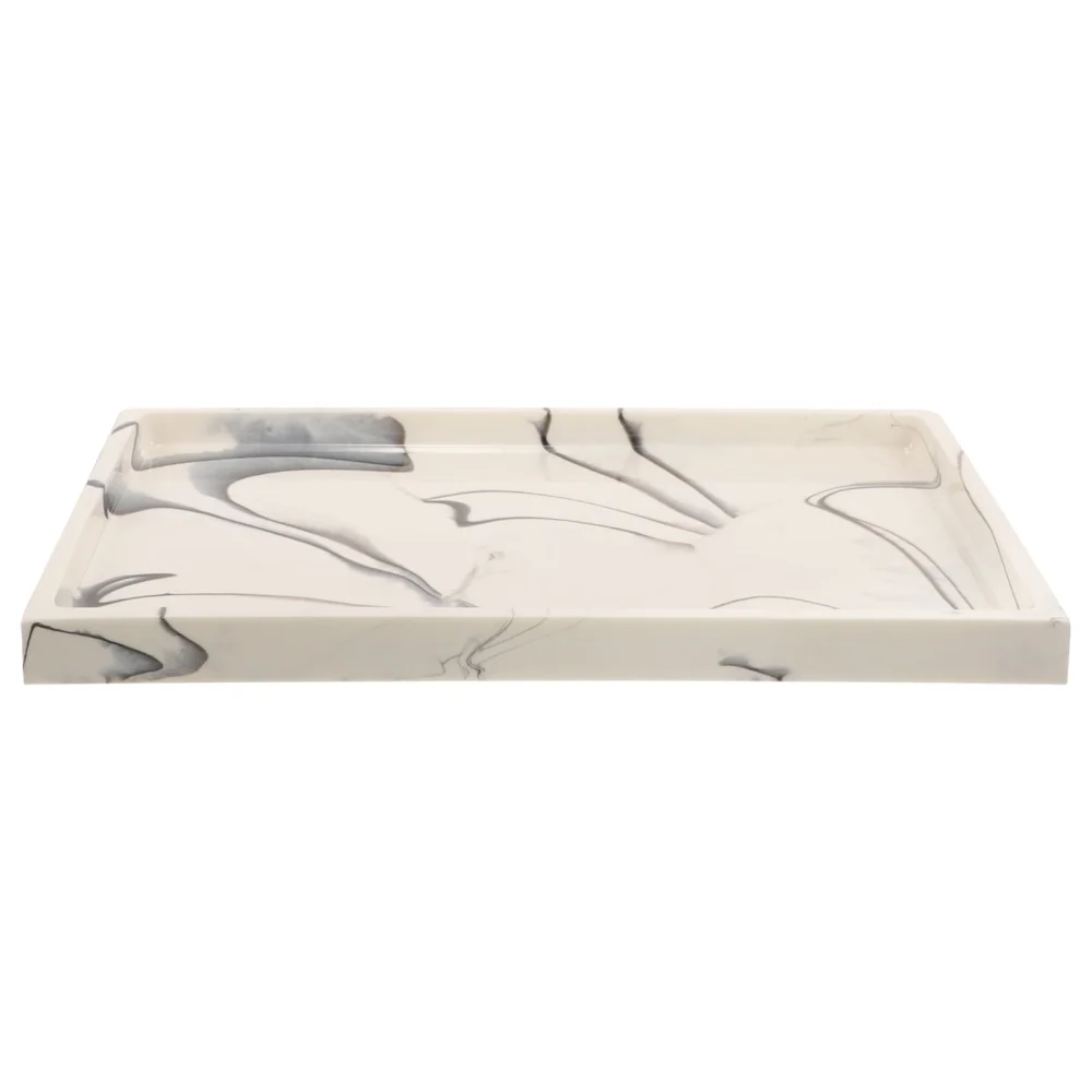 Marble Tray Ornament Countertop Jewelry Office Desk Decor Bed Side Table Living Room Resin White