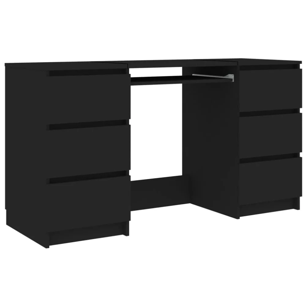 Writing Desk Black 55.1x19.7x30.3 Inches Engineered Wood Home Office Desk