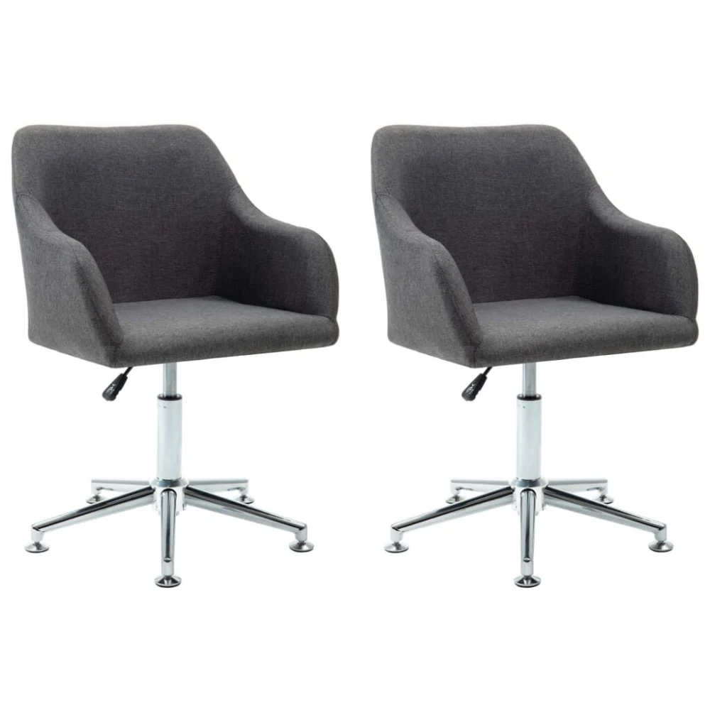 2 Piece Dark Gray Fabric Swivel Dining Chairs Comfortable Seating