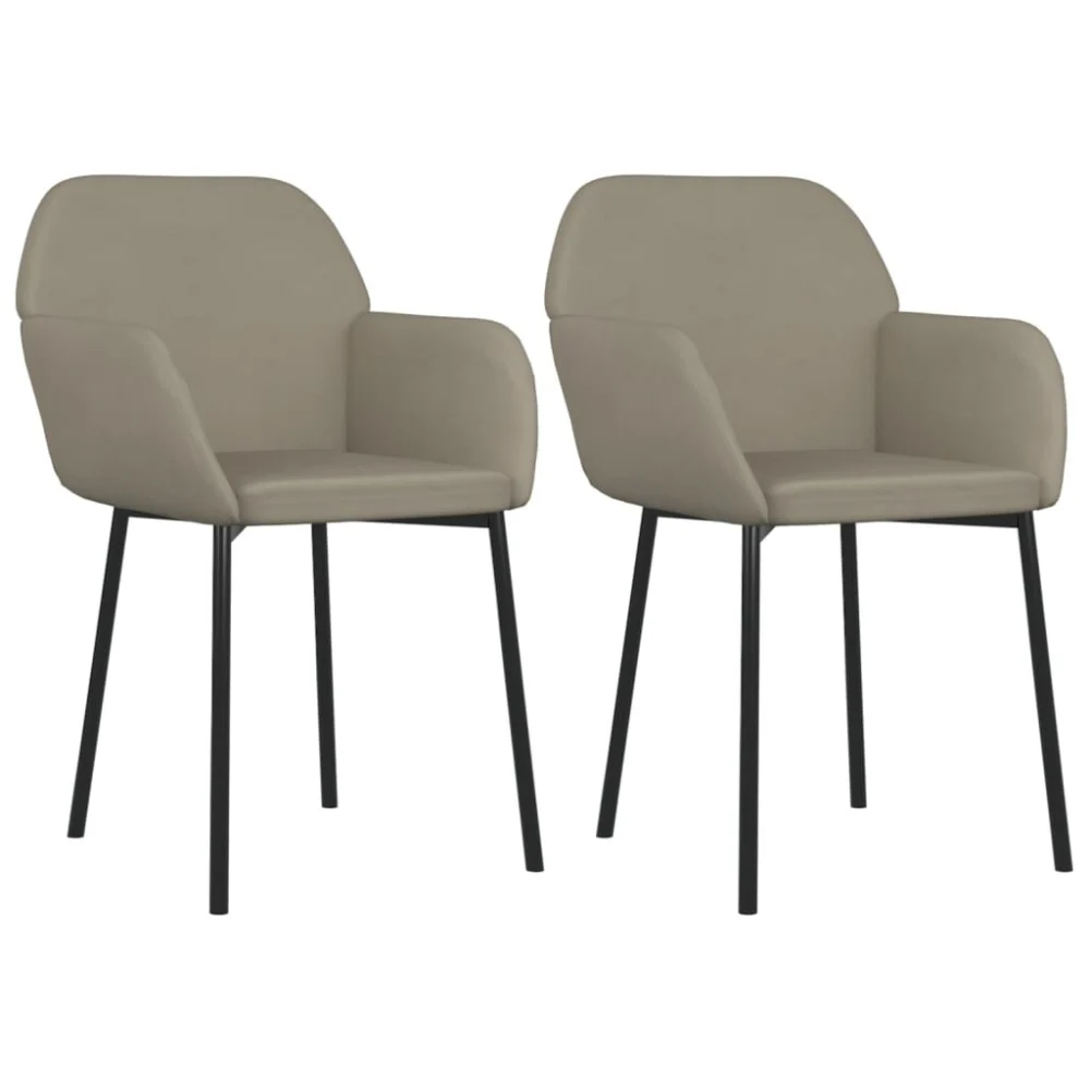 2 Pack Light Gray Velvet Dining Chairs Modern Kitchen Seating