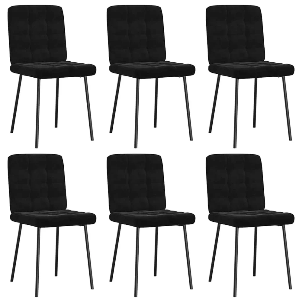 6 Pack Black Velvet Dining Chairs Set Elegant Upholstered Chairs for Dining Room