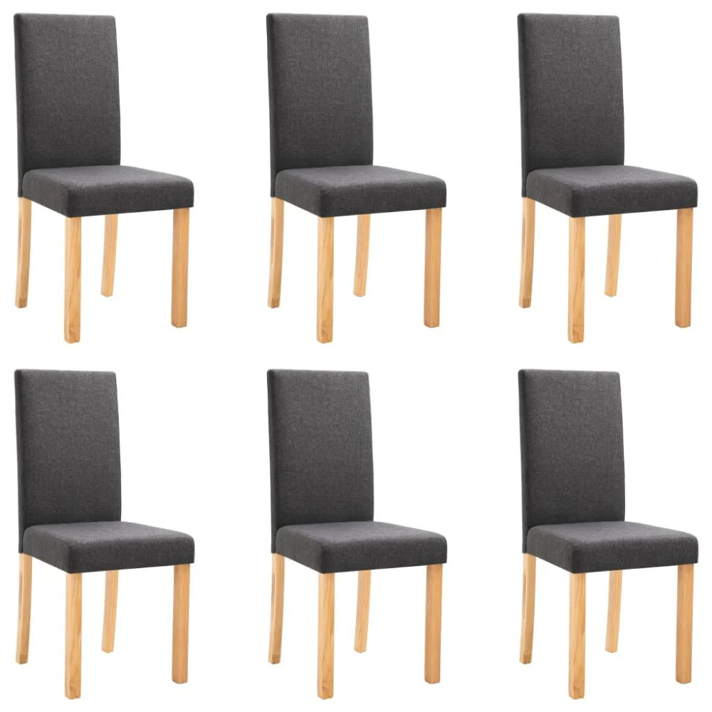 6 Piece Dark Gray Fabric Dining Chairs Set Modern Kitchen Seating