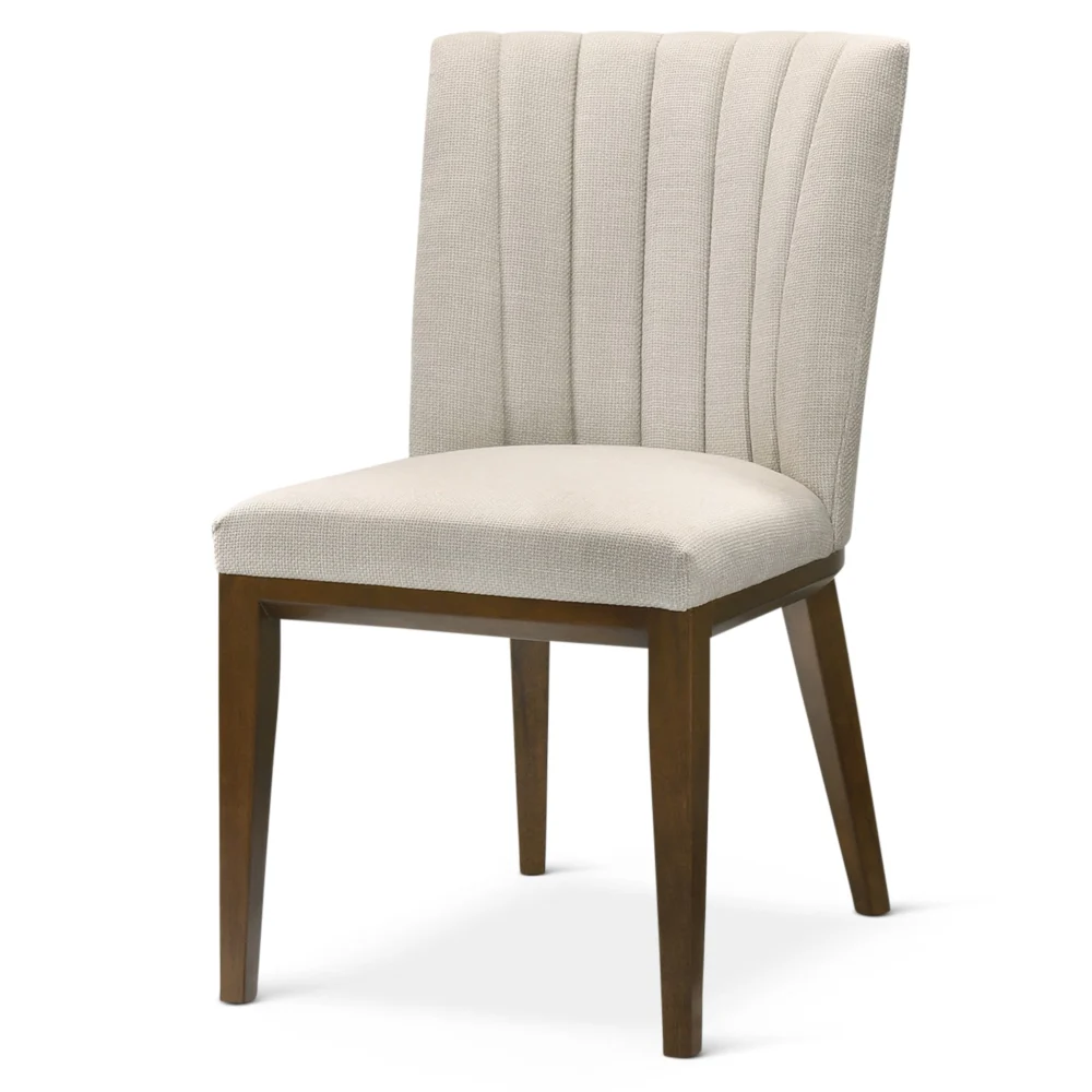 Elmwood Beige and Brown Material Dining Chair Set of 2
