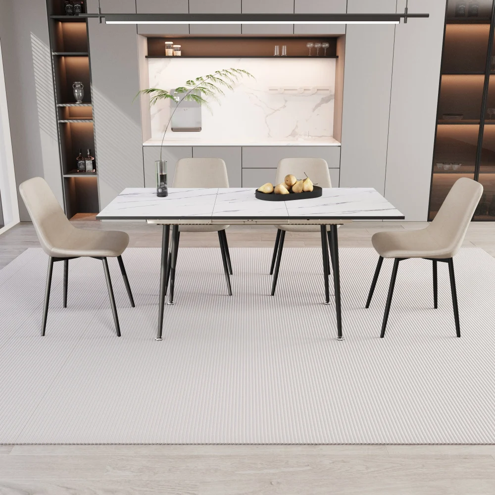 47 Inch 63 Inch Extendable Mdf Modern Dining Table And Chair Set Suitable For Small Spaces