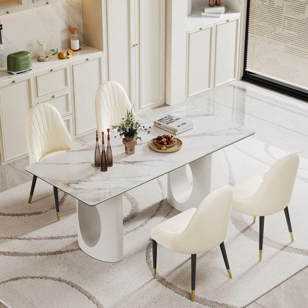 0.47 Inch Thick Sintered Marble Carbon Fiber Tempered Crystal Dining Table Top