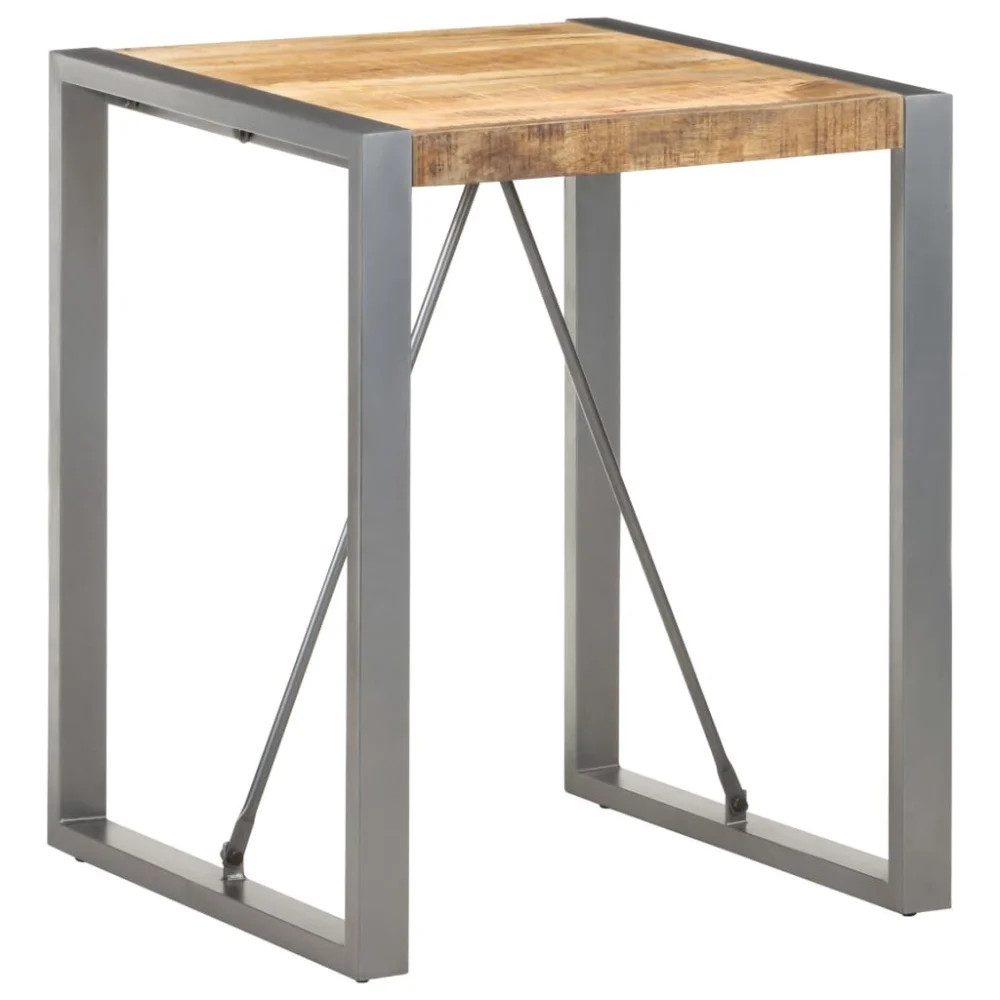 23.6x23.6x29.5 Inch Solid Rough Mango Wood Dining Table Square Kitchen Table