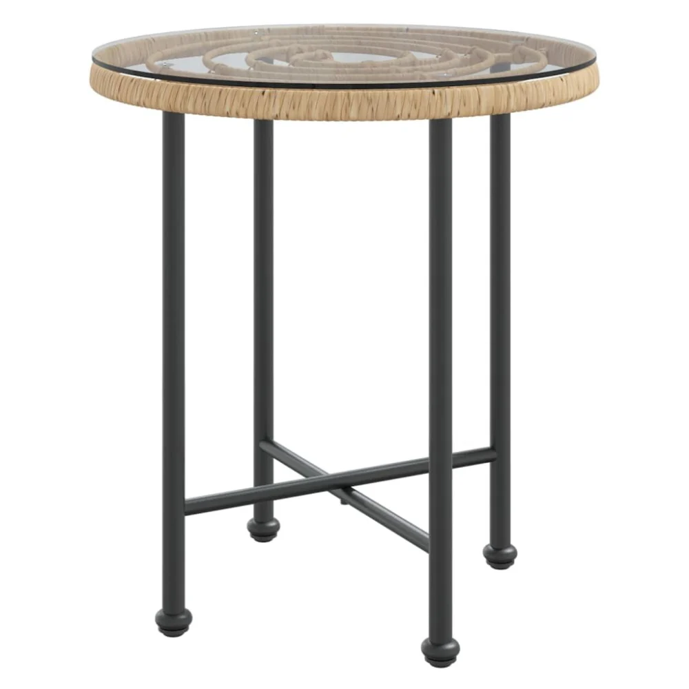 19.7 Inch Round Dining Table Tempered Glass Top with Steel Base Modern Kitchen Furniture