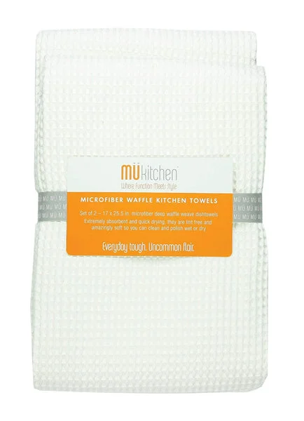 MUkitchen 6648-0901 Microfiber Dish Towels White Absorbent Kitchen Cleaning Cloths