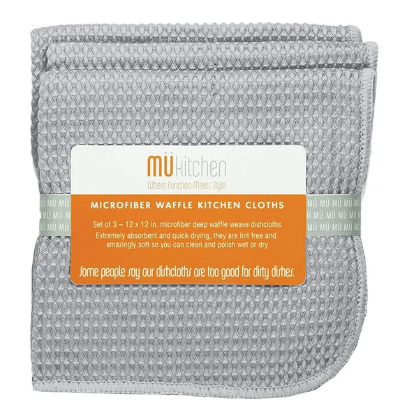 MUkitchen 6638-1629 Microfiber Waffle Dishcloth Storm Gray Durable Kitchen Cleaning
