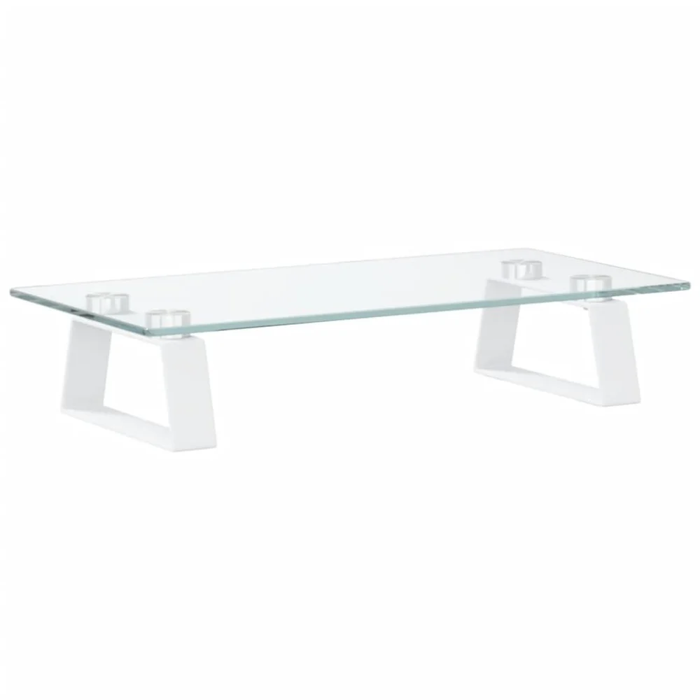 Track Stand White 15.7x7.9x3.1 Inches Tempered Glass and Metal Display Stand