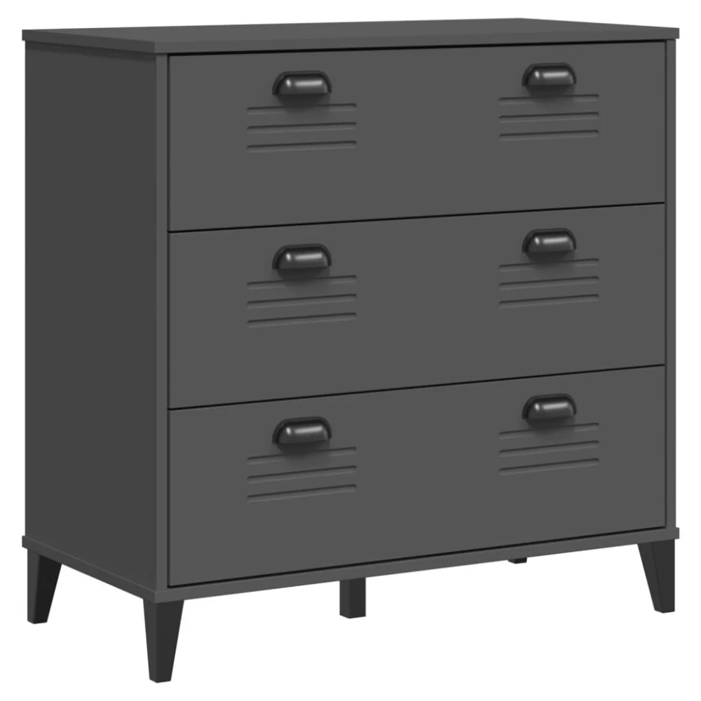 Drawer Cabinet VIKEN Anthracite Gray Engineered Wood Bedroom Storage