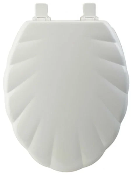 Mayfair 122EC-000 Elongated Molded Wood Toilet Seat with Chrome Hinge White Shell