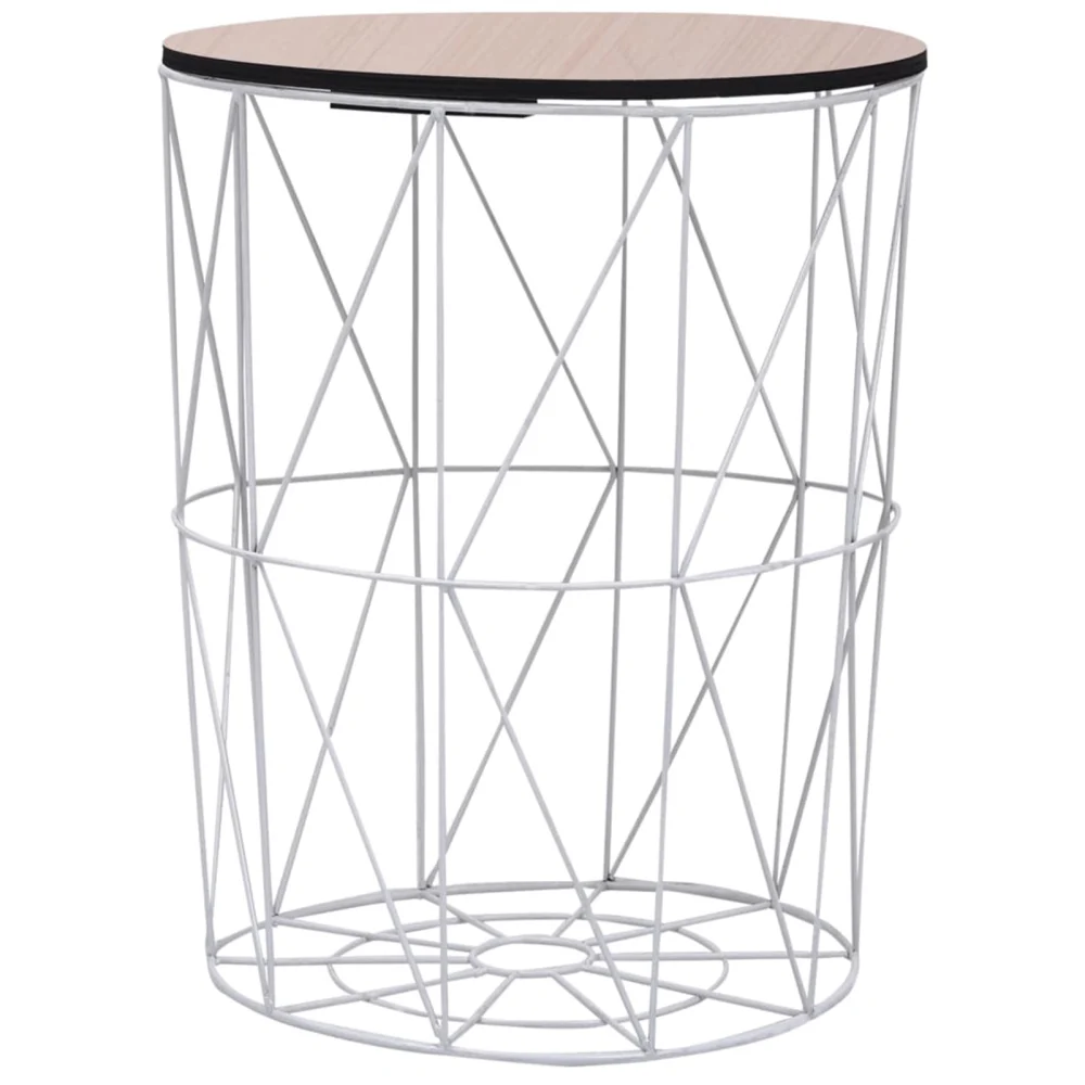 Anself Coffee Table MDF Tabletop Sofa End Side Table with Storage Basket 18.5 x 22.4 Inches