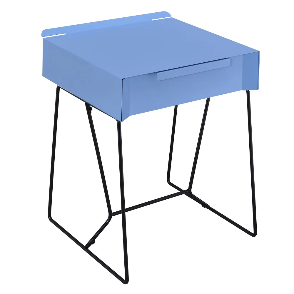 24/7 Shop At Home Kruzt Contemporary Metal 1-Drawer End Table in Blue