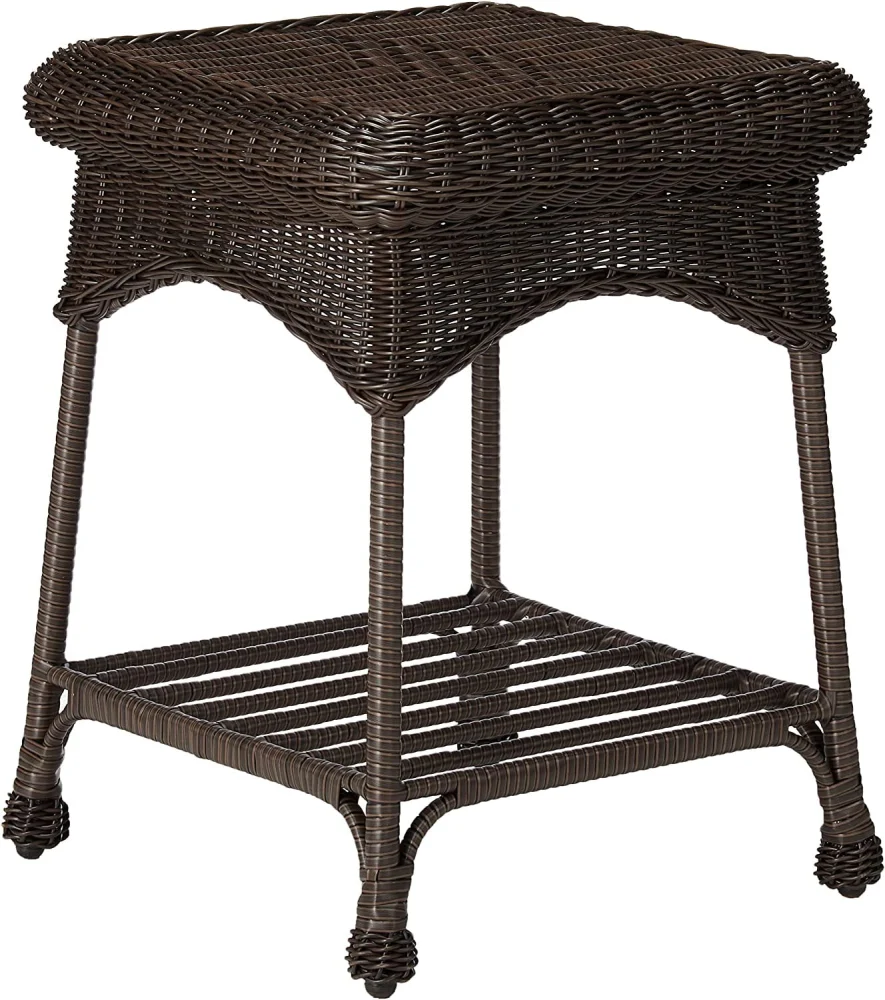 Outdoor Espresso Wicker Patio Furniture End Table