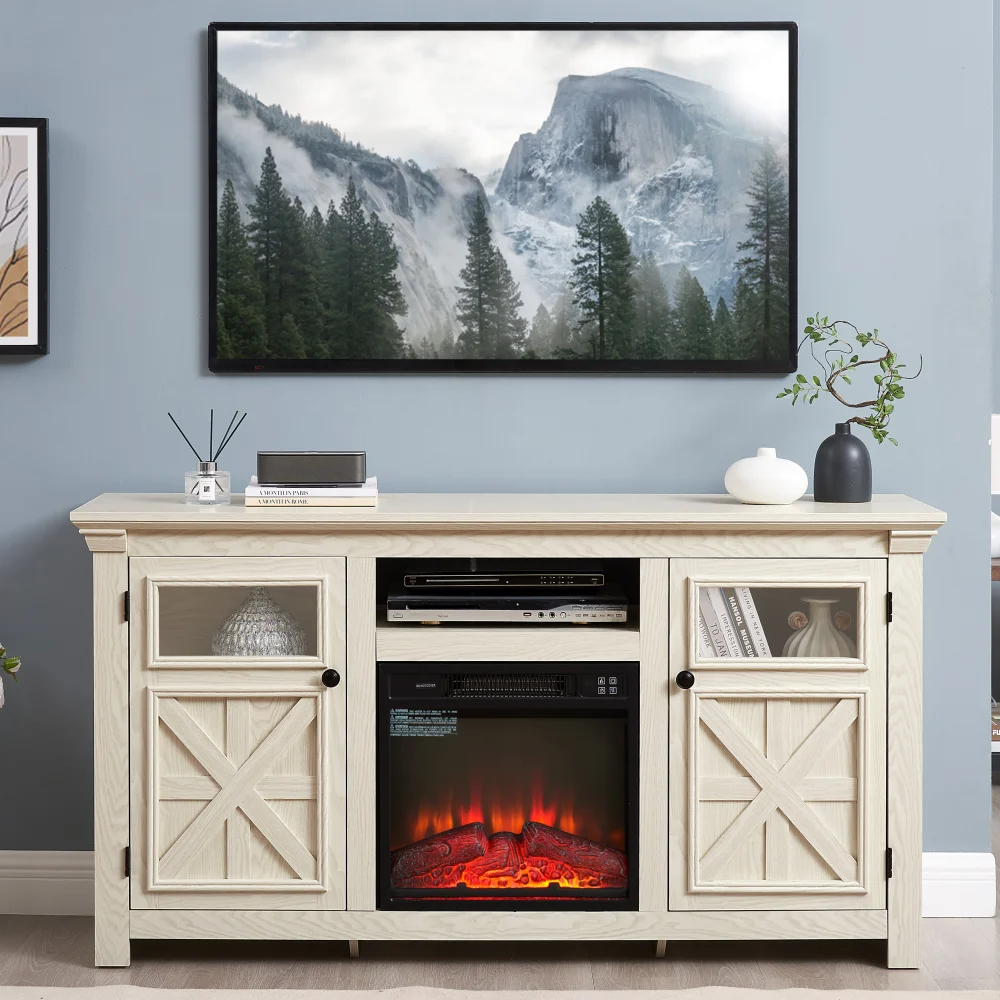 2 Doors Farmhouse Cabinet TV Stand - Rustic Barn Design Storage Solution