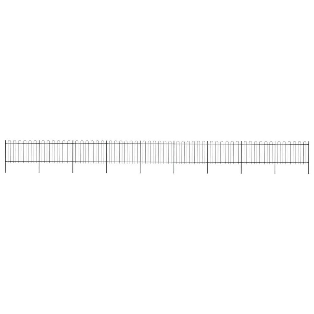 50.2 Foot Black Steel Garden Fence with Hoop Top for Perimeter Security