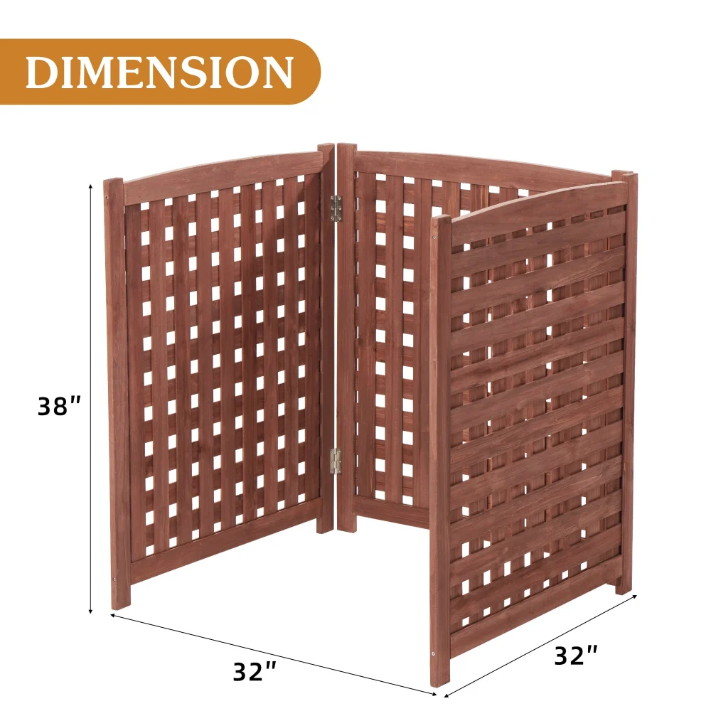 Cedar Privacy Fence 3 Panels Air Conditioner Fence Screen for Outside