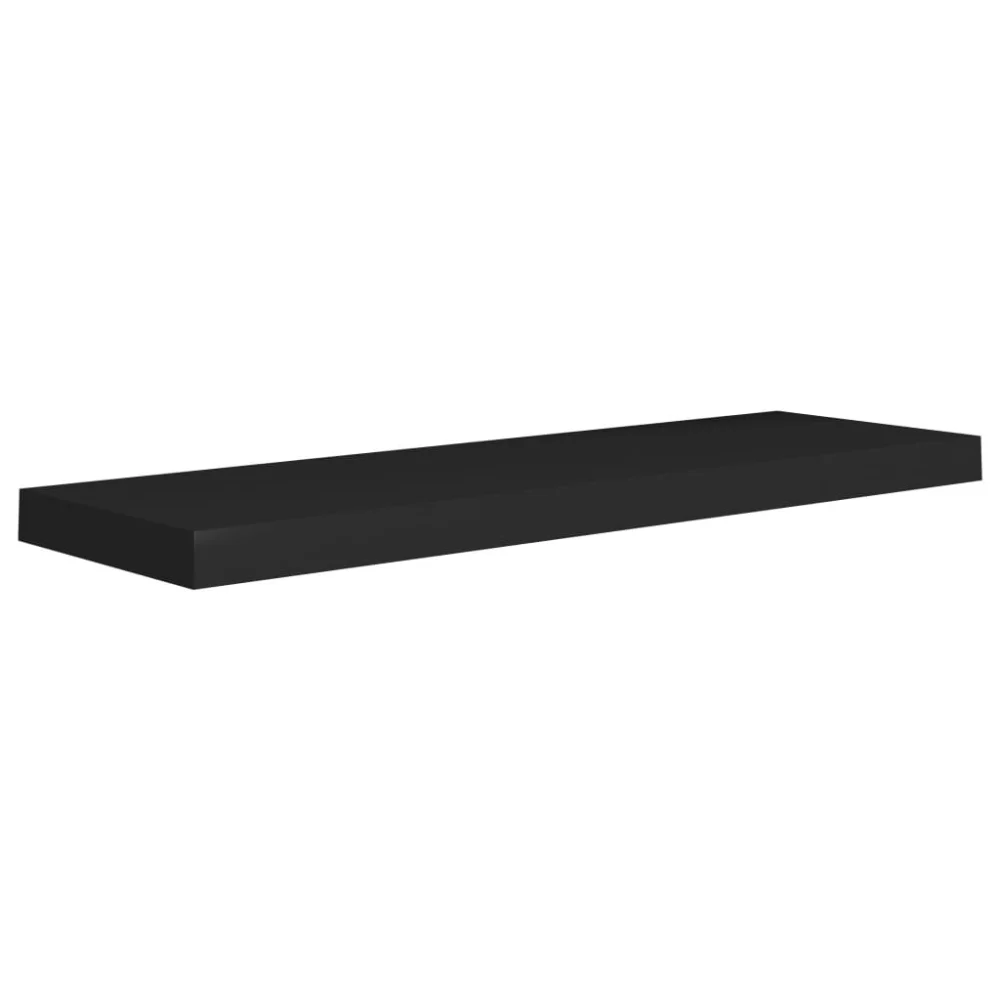 Floating Wall Shelf Black 31.5x9.3x1.5 Inches MDF Modern Display Shelf