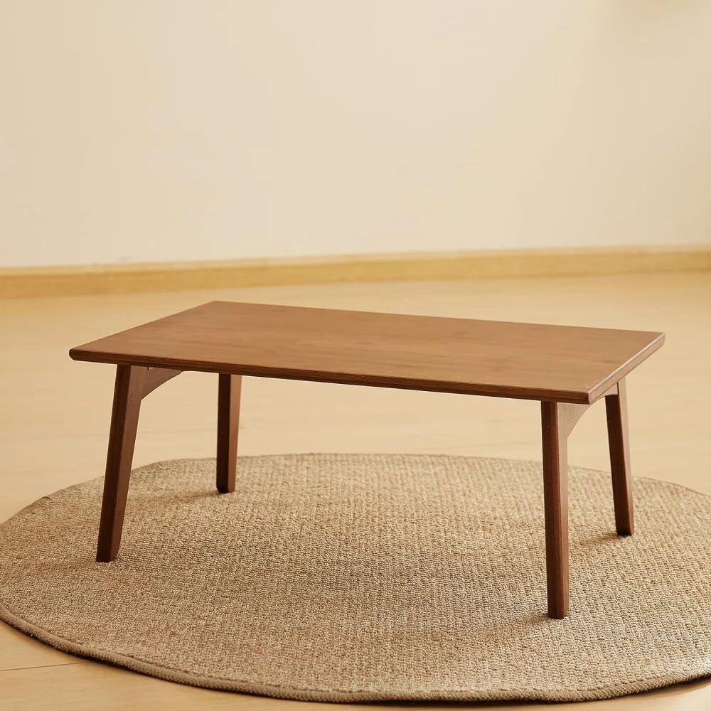 WILK Bamboo Foldable Small Table Multipurpose Floor Desk for Outdoor Living Room Tea Room