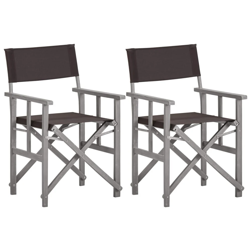 2 Piece Solid Acacia Wood Director's Chairs Foldable Portable for Events