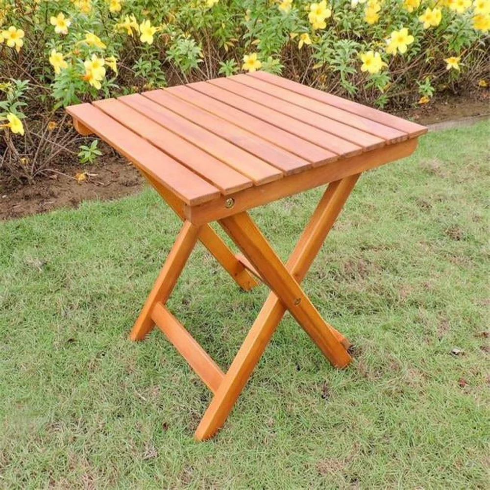 International Caravan 16 Inch Royal Tahiti Acacia Round Folding Side Table Stain Finish