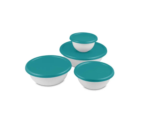 Sterilite 07479406 Covered Bowl Set White Pack of 4 for Food Storage and Serving