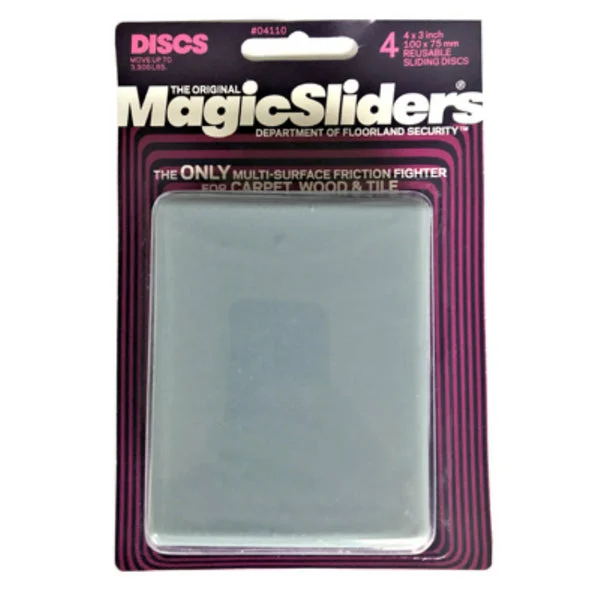 Magic Sliders 04110 Reusable Sliding Discs 4 Inch x 3 Inch 4-Pack for Furniture Moving