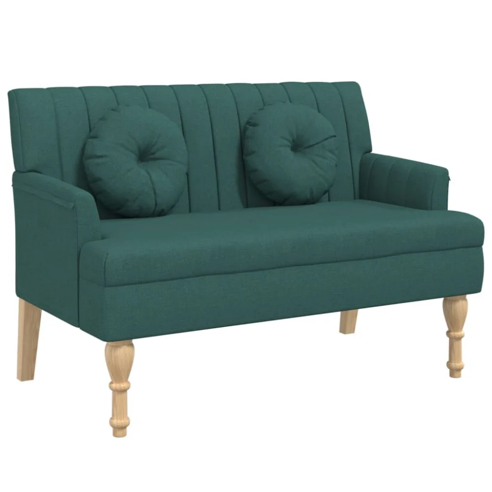 Dark Green Bench with Cushions 44.5x25.4x29.7 Inches Fabric Outdoor Seating