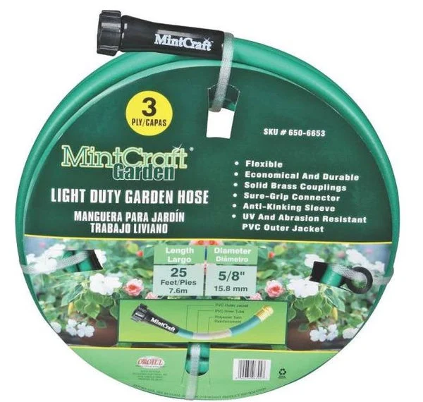 Landscapers Select GH-585013L Garden Hose PVC Green 25 Feet for Watering and Irrigation