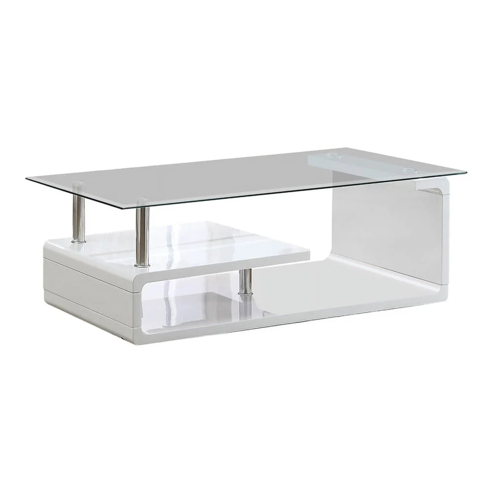Furniture of America Velencia Glass Geometric Coffee Table in Glossy White