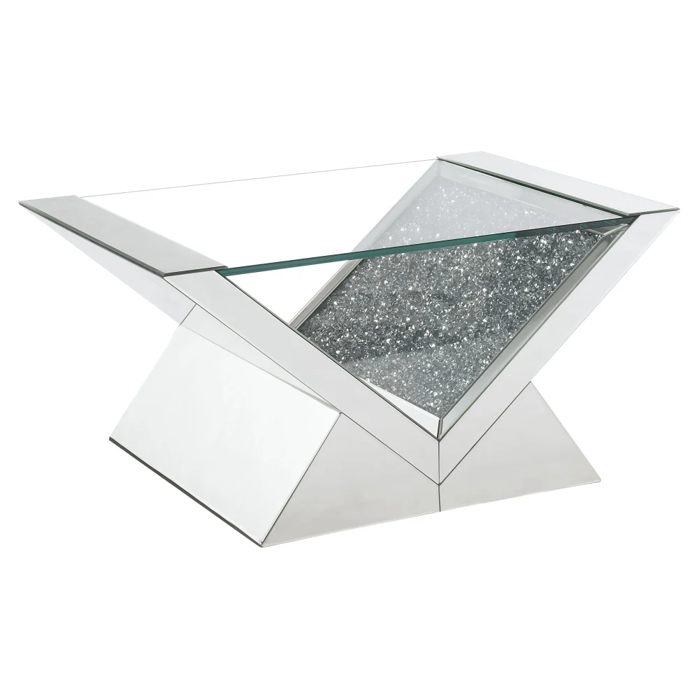 ACME Noralie Rectangular Coffee Table in Clear and Mirrored Glass