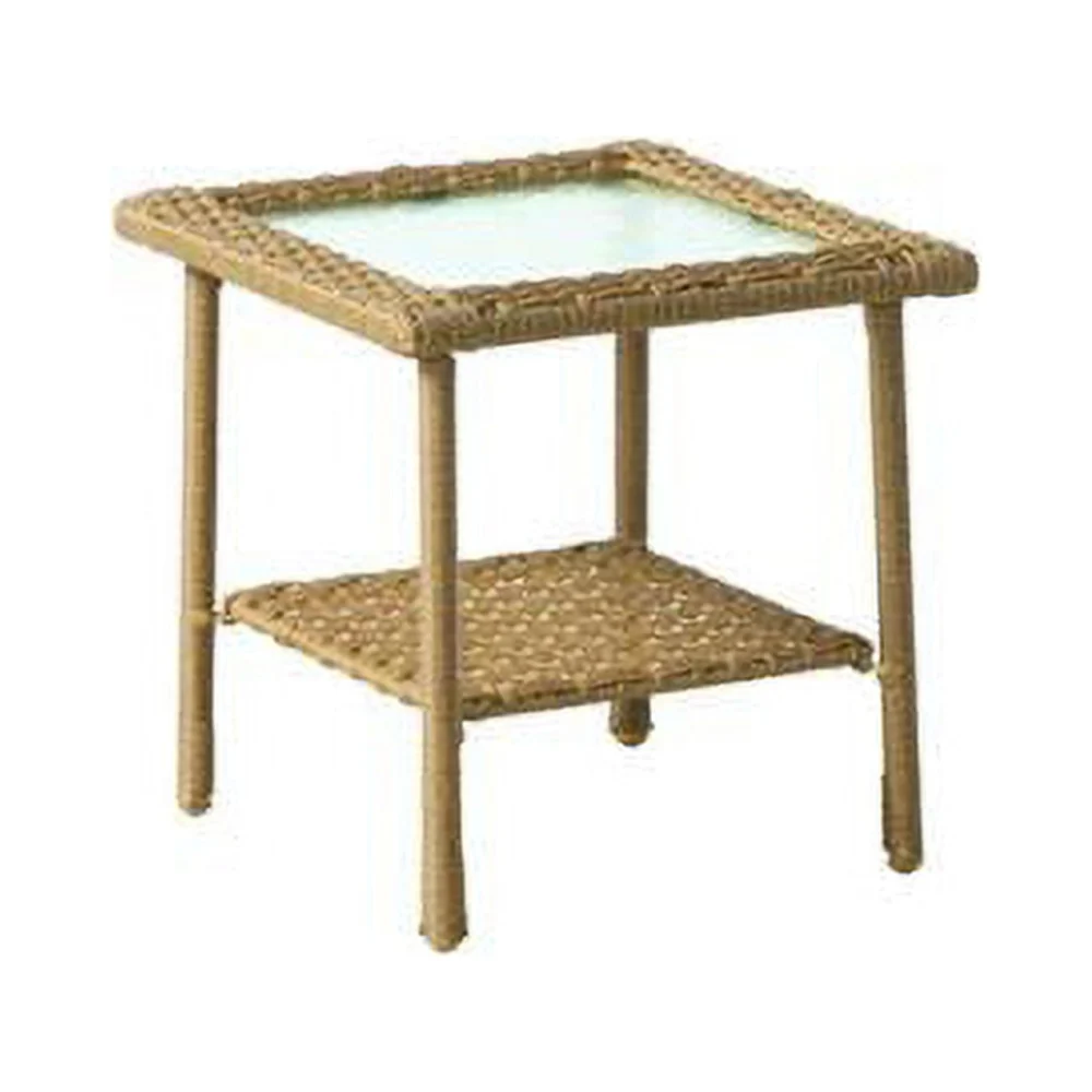 Living Accents Palmaro Square Glass End Side Table in Tan
