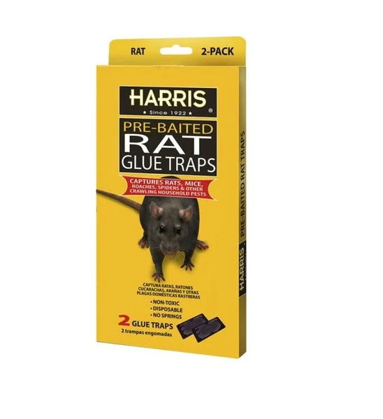 Harris HRG-2 Pre-Batted Rat Glue Traps Pack of 2 for Pest Control