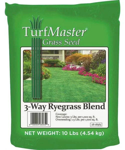 TurfMaster 28-08565 Three Way Ryegrass Blend Grass Seed 10 Lbs for Lawns