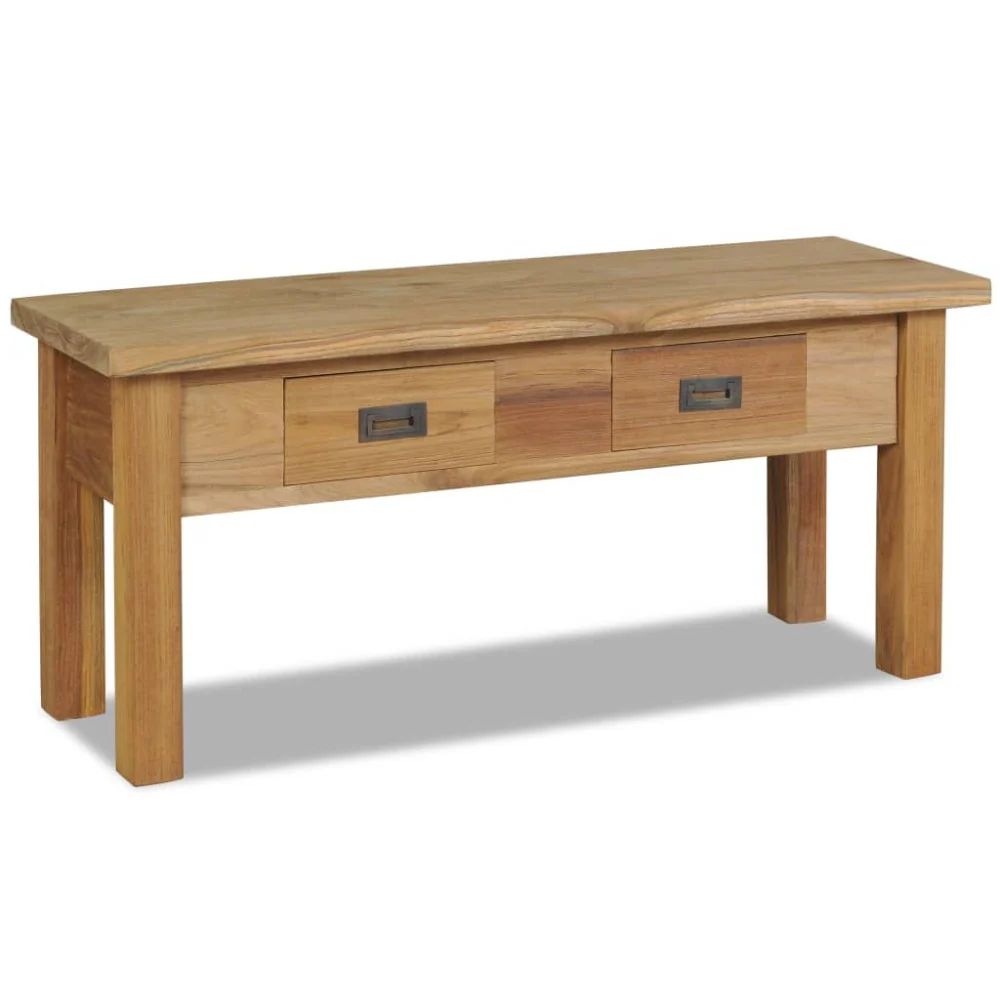 Solid Teak Hall Bench 35.4x11.8x15.7 Inches for Entryway Seating
