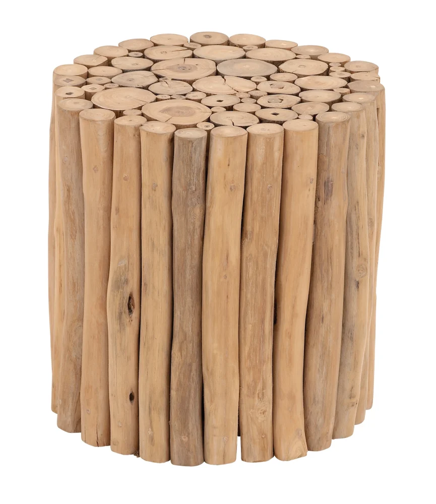 DecMode 14 x 16 Brown Teak Wood Handmade Accent Table with Stick Cluster Design