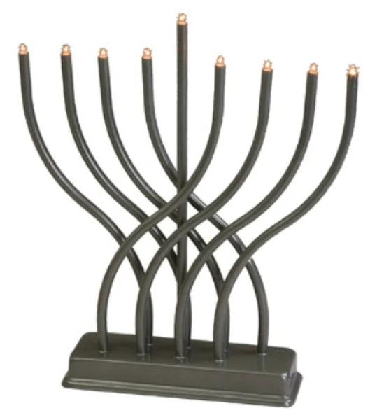 Israel Giftware Designs EM-17 Electric Menorah with Bulbs Pewter Finish 11 Inches