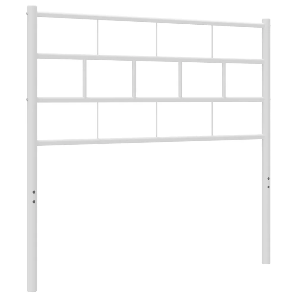 White Metal Headboard 39.4 Inches Queen Size Bed Frame Accent